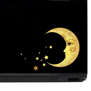 Moon and Stars Vinyl Laptop or Automotive Vinyl decal | Moon stickers crescent moon decal laptop sticker macbook decal crescent moon