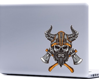 Viking Skull Decal: Laptop, Car, and Cup Sticker