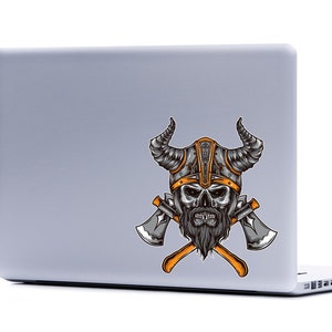 Viking Skull Decal: Laptop, Car, and Cup Sticker