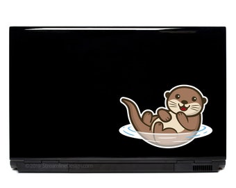 Cute Swimming Otter Laptop decal | FREE SHIPPING stocking stuffer otter car decal otter sticker yeti cup phone decals cute otter sticker