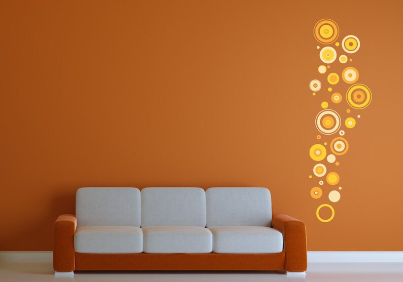 Shades of Color Circles Wall Decal removable wall stickers retro art deco sixties customizable artsy bedroom wall decal office wall decals