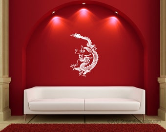 Large Detailed Chinese Dragon Vinyl Wall Decal | dragons fantasy livingroom office bedroom chinese restaurant wall sticker asian art