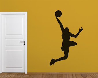 Basketball Player Slam Dunk Wall Decal | sports kids bedroom teen bedroom wall sticker wall decor wall art boys bedroom sports fan gym