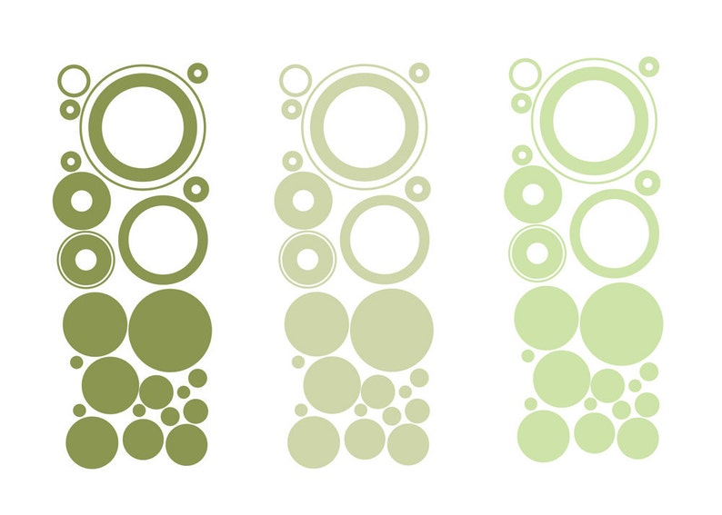 Shades of Color Circles Wall Decal removable wall stickers retro art deco sixties customizable artsy bedroom wall decal office wall decals