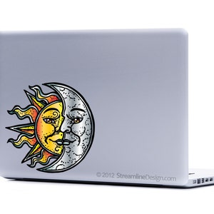 Sun and Moon Vinyl Laptop Decal | sun decal moon decal macbook decal laptop sticker iphone decal celestial decal sun and moon sticker