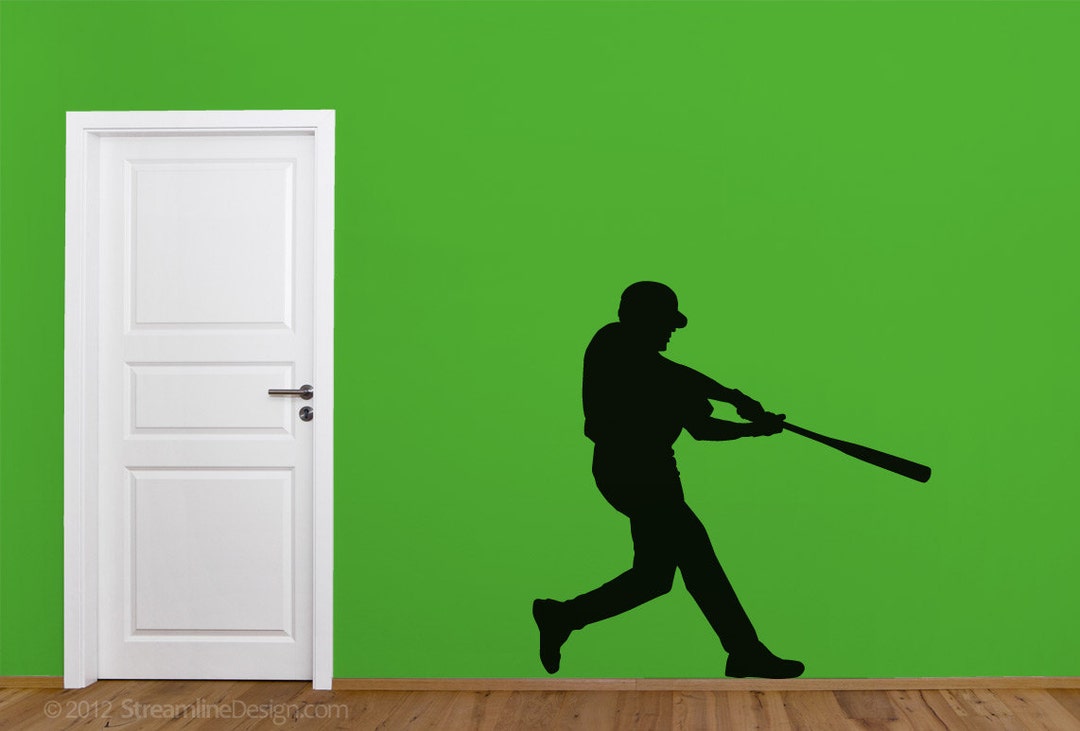 Baseball Player Silhouette Wall Decal Sports Wall Sticker Batter Wall