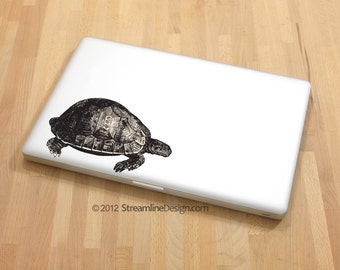 Highly Detailed Woodcut Style Turtle Decal | laptop decal macbook decal car window decal turtle laptop sticker turtle sticker for laptop