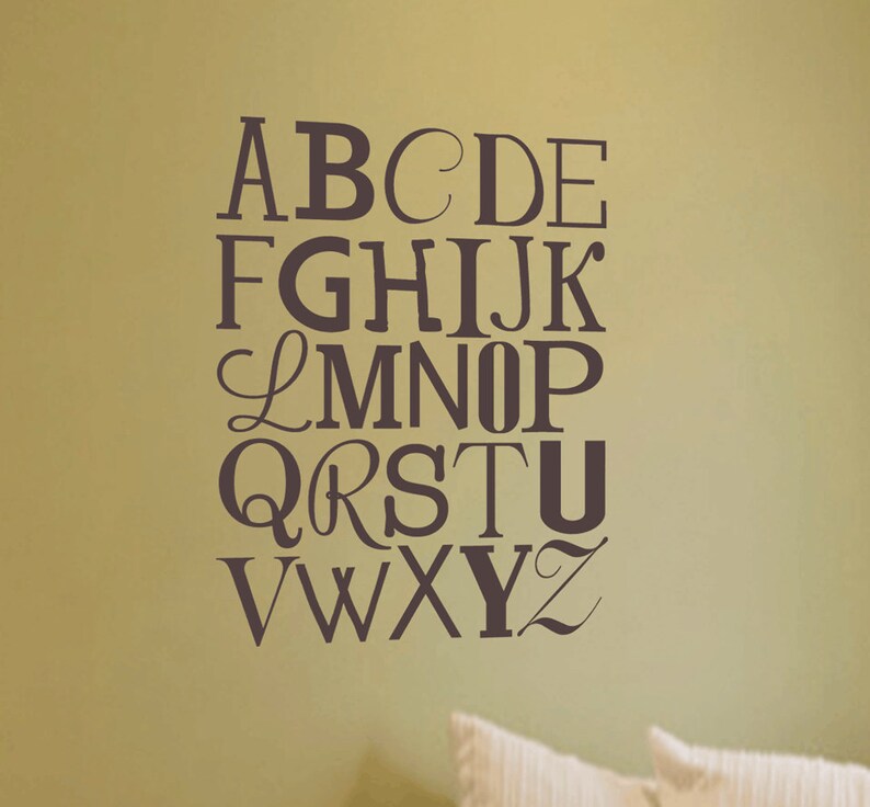 Alphabet Set Removable Wall Decal Abc Wall Decals Alphabet Etsy