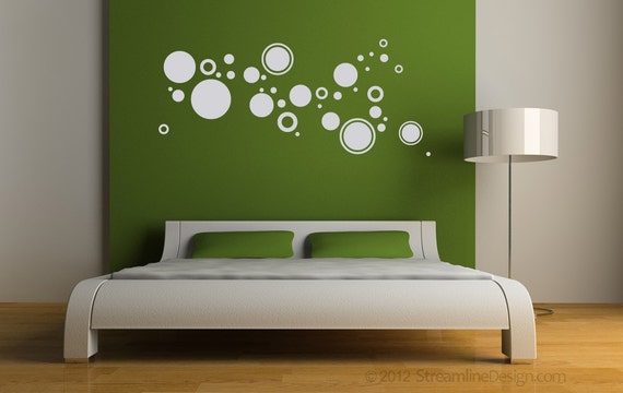 Shades of Color Circles Wall Decal removable wall stickers retro art deco sixties customizable artsy bedroom wall decal office wall decals