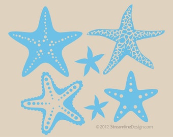 Six Piece Starfish Decal Set | vinyl wall decals nautical decor bathroom wall decals crustacean core nautical wall decor ocean blush