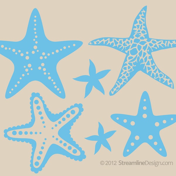 Six Piece Starfish Decal Set | vinyl wall decals nautical decor bathroom wall decals crustacean core nautical wall decor ocean blush