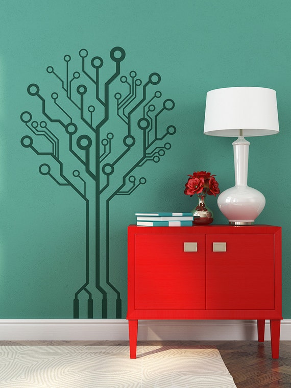 circuit-tree ver 2.0 wall decal geekery wall decal computer | etsy