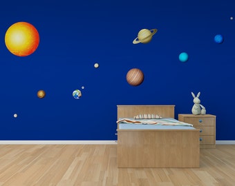 Solar System 11 Piece Printed Matte Removable Wall Decals| nasa decor solar system decal planet decals space wall decals planet wall decals