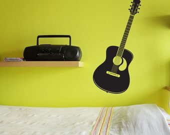 Acoustic Guitar Vinyl Wall Decal: Music Room Decor