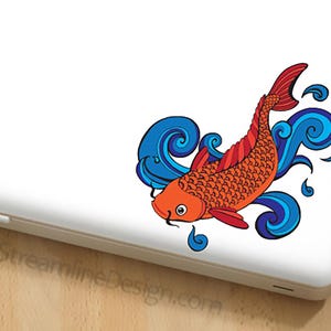 Colorful Koi Vinyl Decal | laptop decal macbook decal car decal goldfish sticker koi fish laptop sticker macbook sticker free shipping