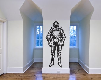 Giant Knight In Armor Over 5 Ft Tall Wall Decal | fantasy medieval armor holy grail knight wall art knight helmet knight armor fantasy art