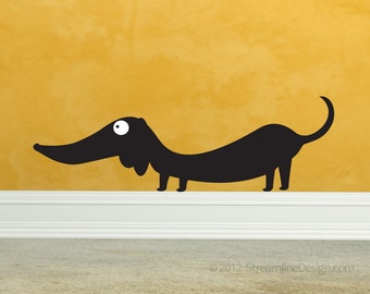 Dachshund Vinyl Wall Art | wall decal doxie wiener dog funny dog wall sticker hot dog lover dog wall sticker sausage dog vinyl wall art dogs