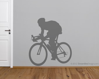 Bicycle Rider Wall Decal: Large Matte Removable Vinyl Art