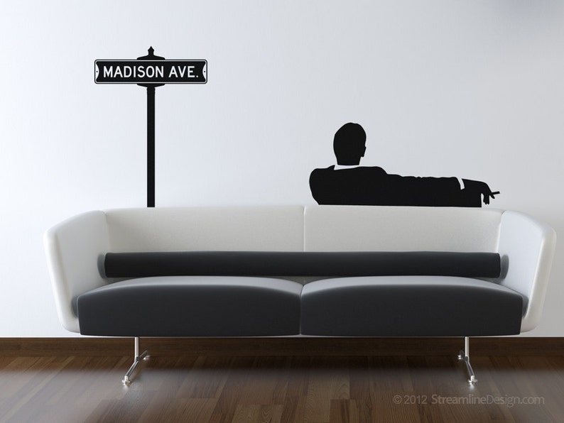 Vintage Street Sign Removable Vinyl Wall Decal madison avenue mad men tv show sixties wall decor tv shows street sign decal don draper image 2