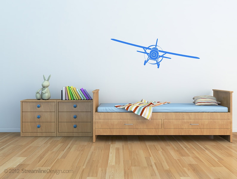 Airplane Removable Vinyl Wall Decals planes biplane airplane wall decal nursery wall art airplane bedroom kids bedroom wall art image 2