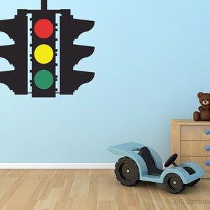 Stop Caution Go Traffic Light Wall Decal | playroom wall art boys room wall sticker car theme stop go light red light green light