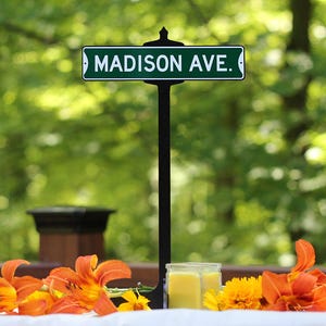 Wedding Table Custom Street Sign and stand reception sign table centerpiece custom wedding signs table numbers wedding planner table decor image 8