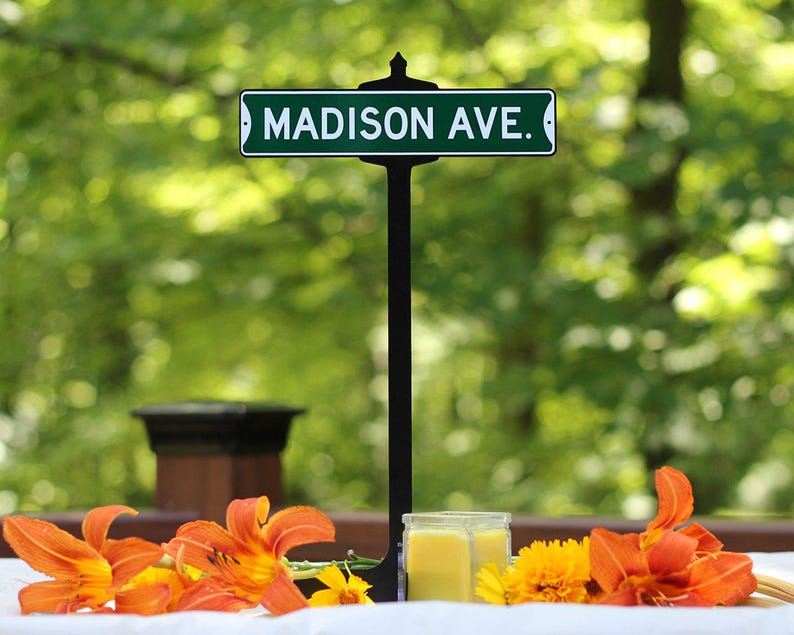 Wedding Table Custom Street Sign and stand reception sign table centerpiece custom wedding signs table numbers wedding planner table decor image 8