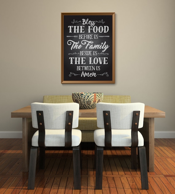 Bless This Food Family Poster Dining Room Home Decor Etsy