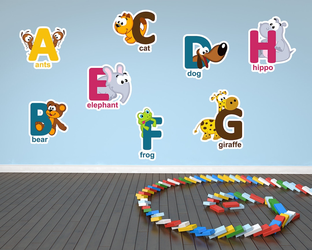 Animal Alphabet & Numbers Wall Decals: Kids ABC Home School Decor - Etsy