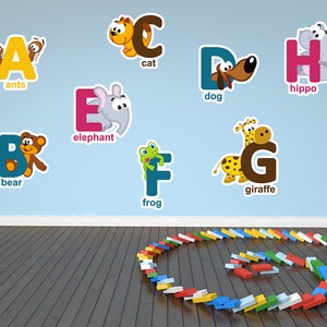 Animal Alphabet & Numbers Wall Decals: Kids ABC Home School Decor