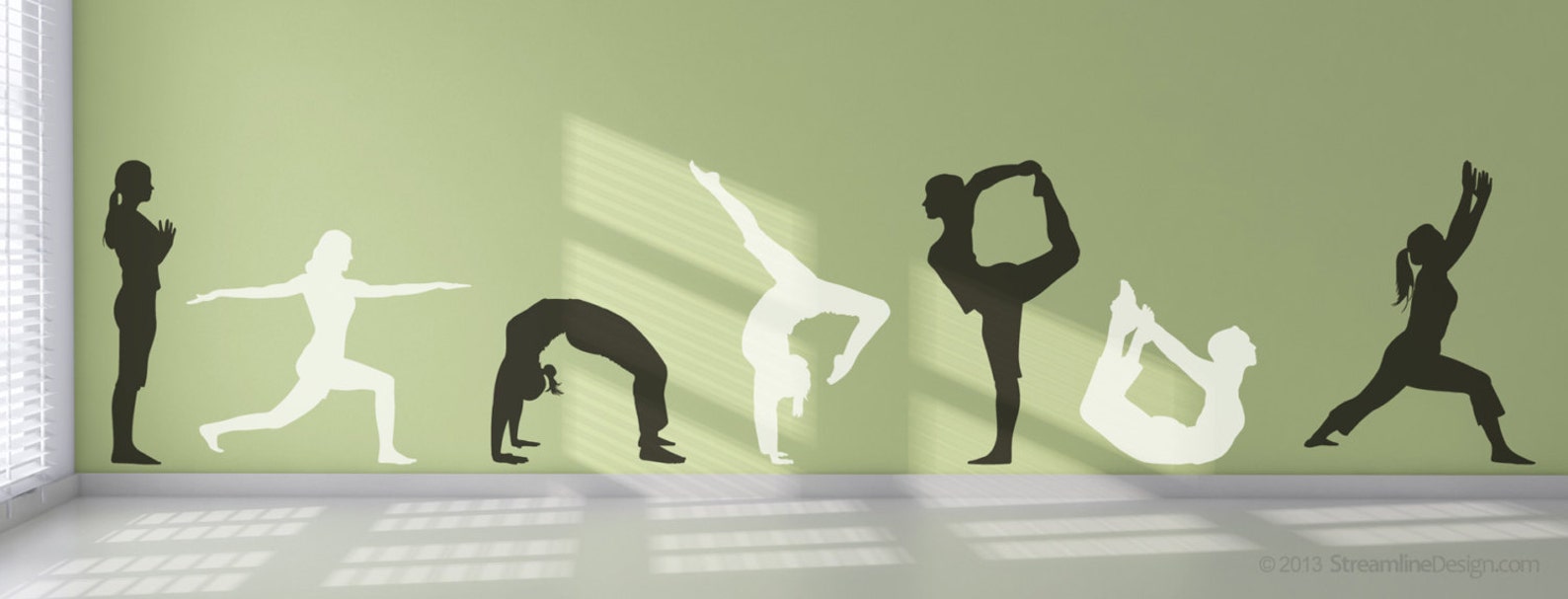 Yoga Position Silhouettes wall decals wall decals for gym Etsy