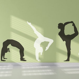 Yoga Position Silhouettes wall decals | wall decals for gym yoga poses yoga wall decals yoga vinyl decals namaste yoga anytime gymnastics