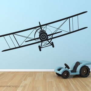 Airplane Removable Vinyl Wall Decals planes biplane airplane wall decal nursery wall art airplane bedroom kids bedroom wall art image 1