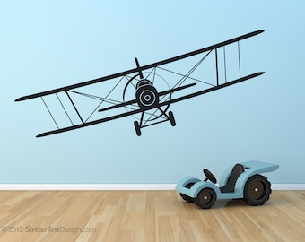 Airplane Vinyl Wall Decals: Biplane Nursery Wall Art