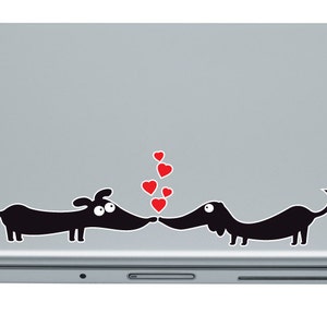 Dachshund Dogs In Love Vinyl Laptop Decal | doxie sticker dachshund lover dachshund sticker weiner dogs dachshund gift idea stocking stuffer