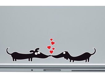 Dachshund Dogs In Love Vinyl Laptop Decal | doxie sticker dachshund lover dachshund sticker weiner dogs dachshund gift idea stocking stuffer
