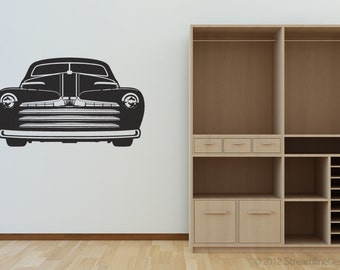 Hot Rod Front View Wall Decal: Vintage Car Garage Decor