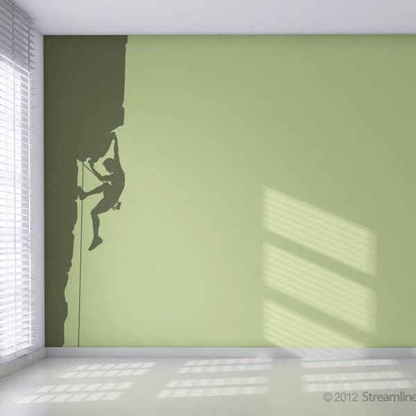 Rock Climbing Wall Decal: 8ft Climber Silhouette Wall Art #3