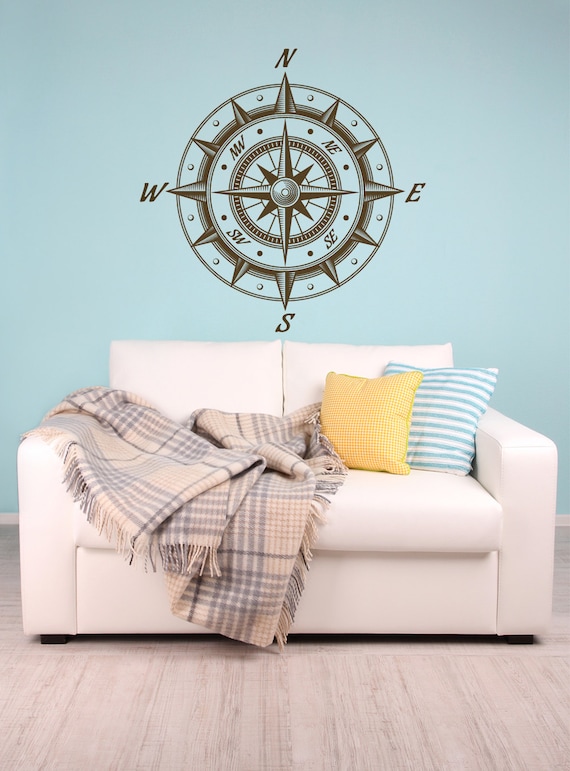 Compass Rose 2 Large Wall Decal Nautical Wall Art Beach Etsy