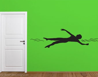 Backstroke Swimmer Wall Decal | swimming room decor swimming wall decor swimmer wall decor swimming motivation swimming decor kids wall art