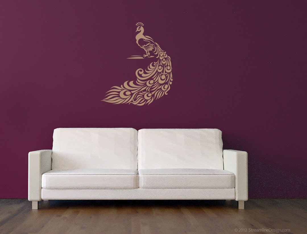 Proud Peacock Vinyl Wall Decal Peacock Wall Decal Peacock Feathers Peacock Wall Decor Peacocks