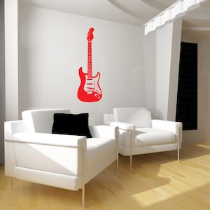 Electric Guitar Vinyl Wall Decal: Music Room Decor (36x12 inch)