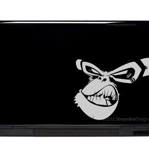 Angry Chimp Laptop Decal | macbook decal FREE SHIPPING monkey sticker monkey decal laptop sticker gorilla monkey chimp car decal