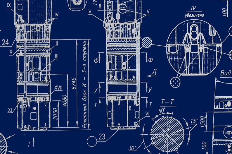 Vintage Soyuz Rocket Blueprint Poster: USSR Spaceship Decor image 4