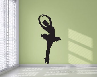 Ballet Dancer Silhouette Vinyl Wall Decal |  Ballet wall art dancing dancers ballerina dancer dance studio wall dance room decor