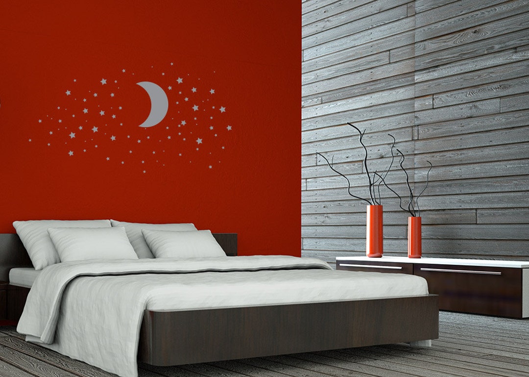 Moon and Stars Wall Decal: Peel & Stick Night Sky Art - Etsy