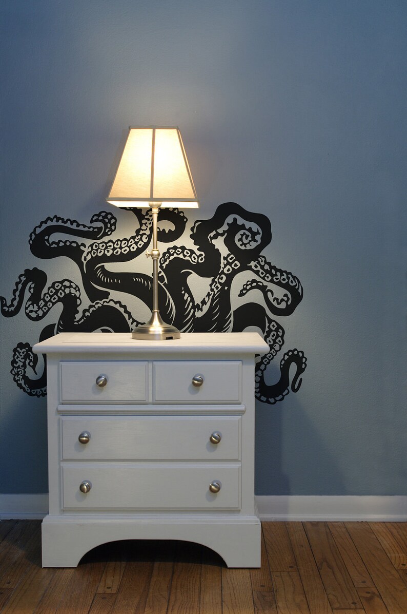 Giant Octopus Wall Decal 54 Inches Wide Octopus Wall Art Etsy
