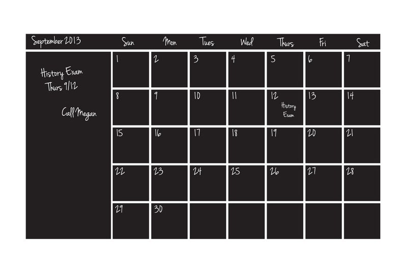 Chalkboard Calendar Wall Decal reusable calendar chalkboard Etsy