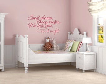 Sweet Dreams Wall Decal | nursery wall art kids bedroom bedtime goodnight wall sticker baby girl baby boy sleep tight nursery decor