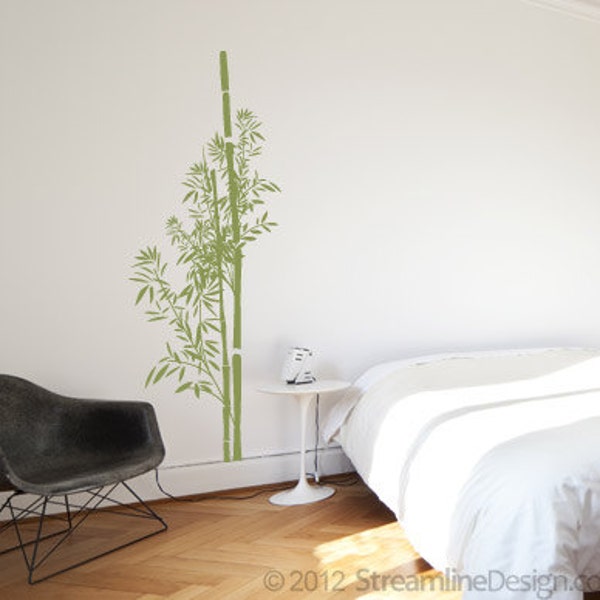 Bamboo Wall Decal | Removable Vinyl decal nature trees plants japanese theme bamboo wall sticker bamboo leaves asian decor nature decor